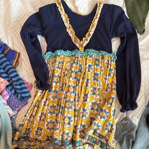 Matilda Jane Navy, Yellow and Aqua Floral Long-Sleeve tunic top